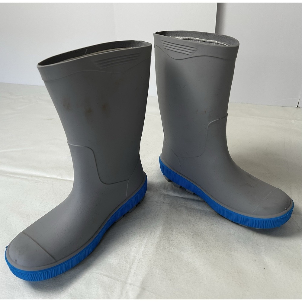 NWT KAMIK RIPTIDE RAIN BOOTS SIZE 5 YOUTH MADE IN CANADA! SLATE GRAY/BLUE